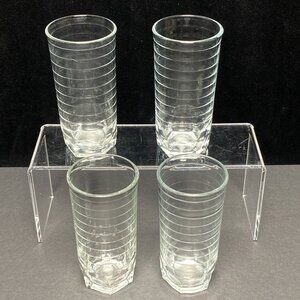 Vintage Crisa Clear Glass Juice Tumblers Set of 4 Ring Pattern Drinkware